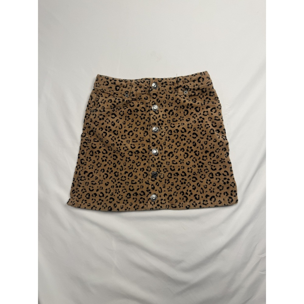 Cat & Jack Girls Leopard Corduroy Button Front Skirt Size L 10/12